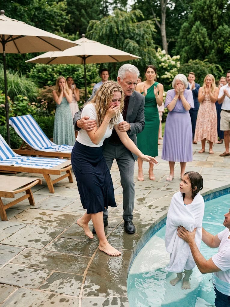 My sister smiled just before my little daughter fell into the hotel pool.