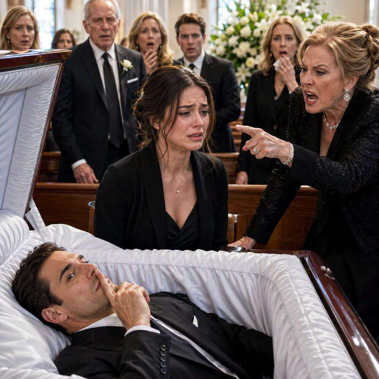 At my husband’s funeral, my mother-in-law leaned across his open coffin and pointed inches from my face.