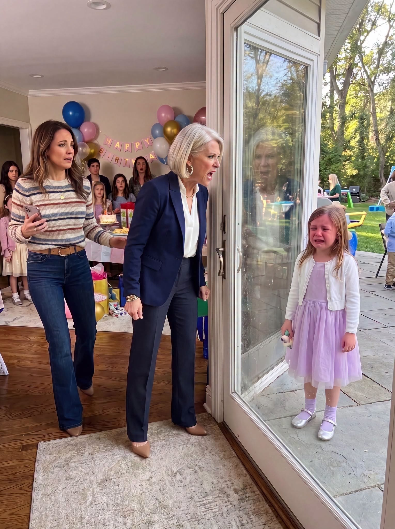 My seven-year-old daughter spent six hours outside her cousin’s birthday party while the entire family ate cake behind a glass door.