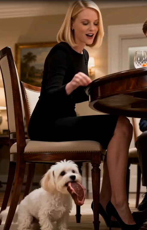 Claire threw the steak onto the floor beside her little dog, then looked at my six-year-old son’s empty plate.