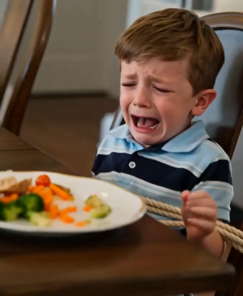 My four-year-old son was crying so hard he could barely breathe while Ione dumped his dinner into the trash.