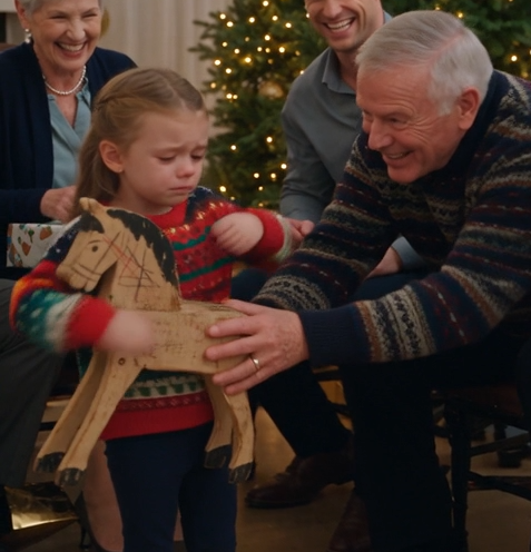 Robert shoved the battered wooden rocking horse into Josephine’s arms while laughter rolled across the Christmas room.