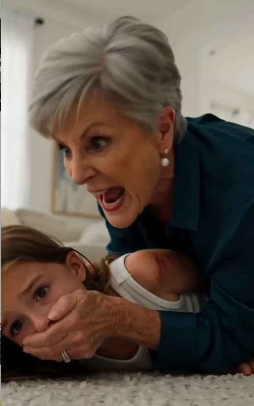 I burst through the door and saw my mother pinning my six-year-old daughter to the rug.