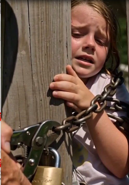 The brass chain was cutting into my daughter’s chest when I reached the porch.