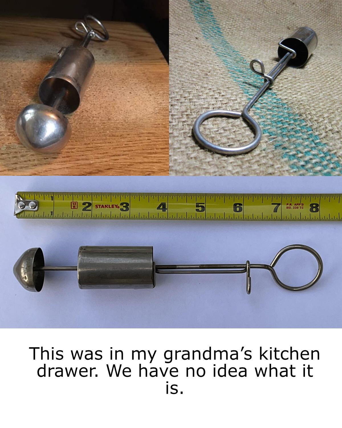 This was in my grandma’s kitchen drawer. We have no idea what it is.