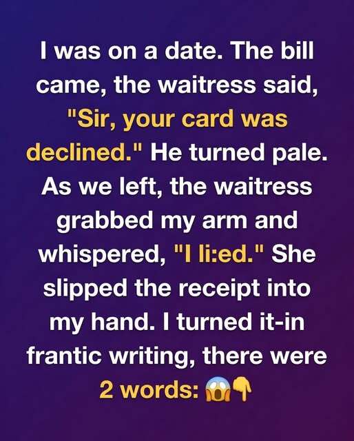 A Perfect Date Took an Awkward Turn When My Card Was Declined — Until a Server Whispered “I Lied” and Revealed the Bill Had Already Been Paid, Reminding Me That Even in Embarrassing Moments, Unexpected Kindness Can Transform Humiliation Into Gratitude and Turn an Ordinary Evening Into a Memory I’ll Never Forget
