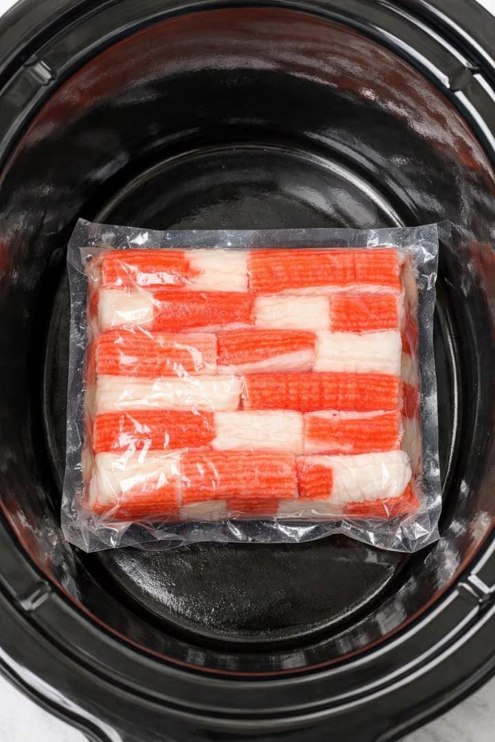 Toss a whole block of imitation crab in the crock with 3 simple ingredients and you’ll get a dinner so rich and comforting, your husband will be beggi