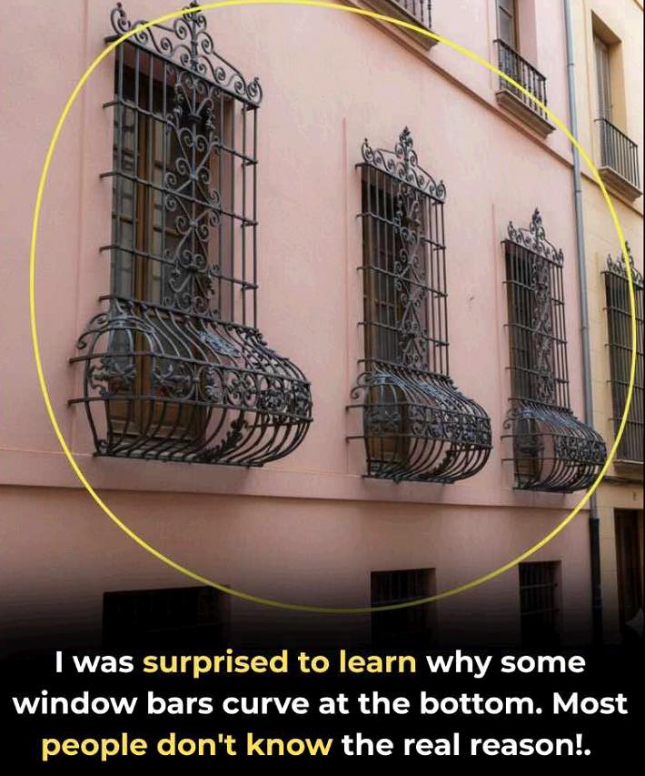 Why are some window bars curved at the bottom