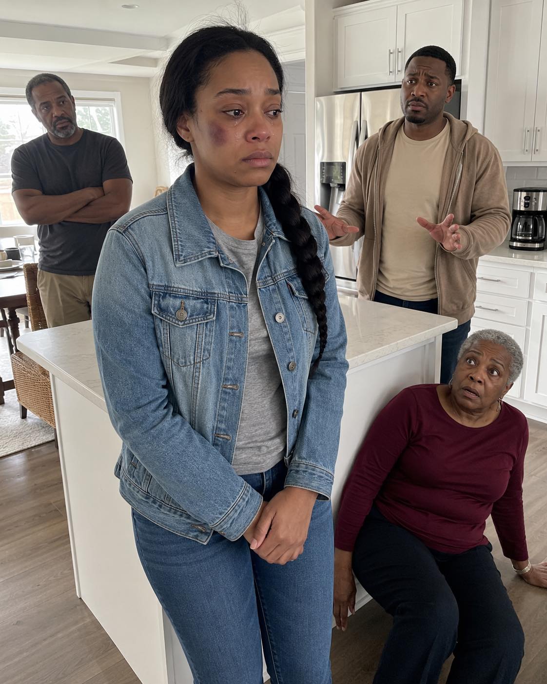 On my birthday, my father walked in, looked at my b:ruised face, and asked, “Sweetheart… who did this to you?” Before I could speak, my husband smirked and said, “I did. Gave her a sl:ap instead of congratulations.”