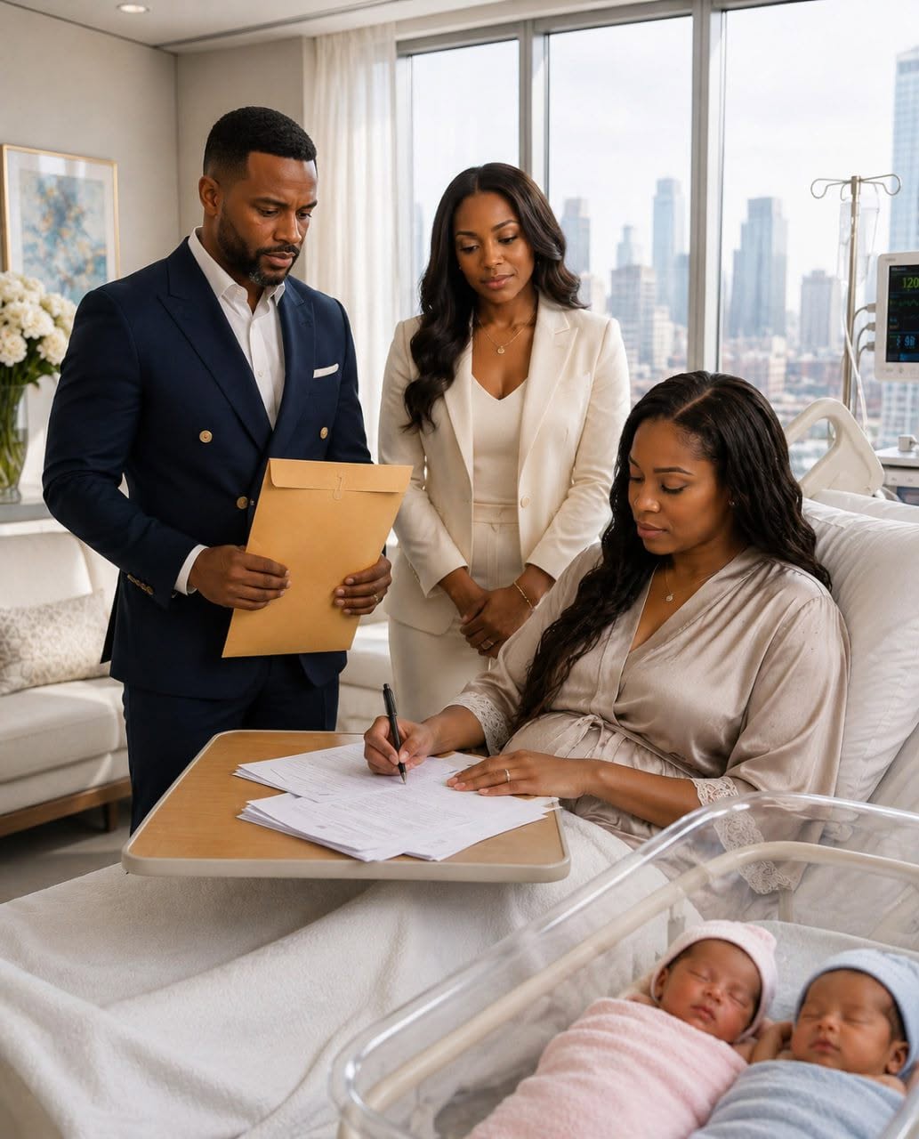 Three days after an emergency C-section, my husband arrived with his assistant to force me to sign the divorce papers so he could keep our twin daughters.