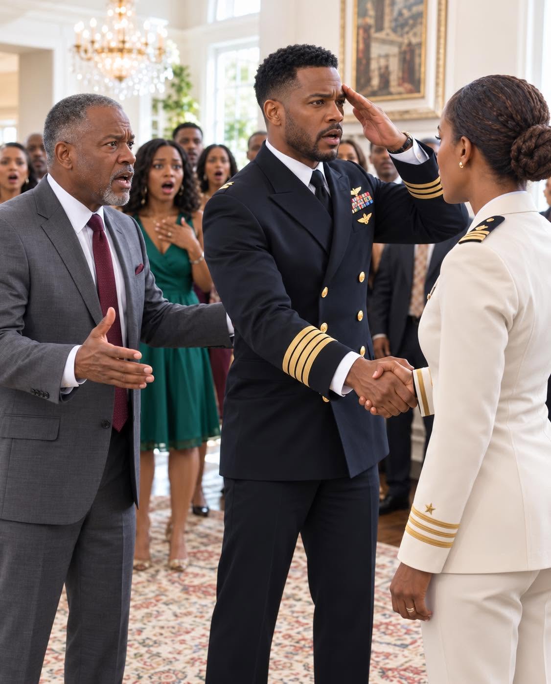 My dad said it was embarrassing to introduce me to my sister’s fiancé, a Navy SEAL commander, but when he shook my hand, stepped back, and saluted me as “admiral, ma’am,” everyone went silent…