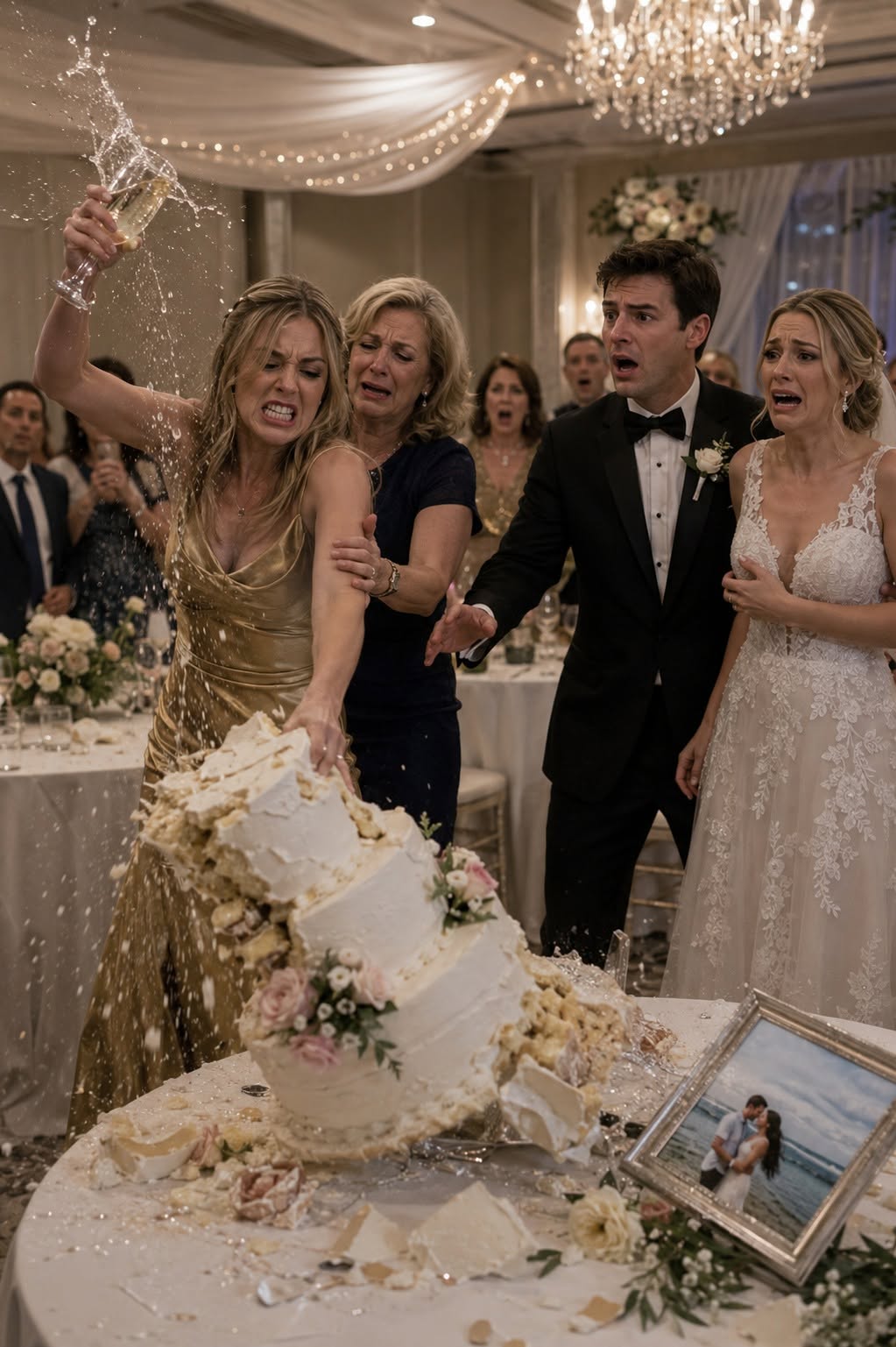 On My Wedding Day, My Sister Made A Scene — Threw Champagne, Smashed My Cake, And Shouted, “This Is What You Get For Acting Like You’re Better!” My Mom Hugged Her, “She Just Needs To Let It Out.” I Said Nothing. That Night I Did What No One Expected – I Pulled Her College Tuition Deposit. Froze The Co-Signed Lease. But At 8:40 AM, They Got THE REAL NEWS…