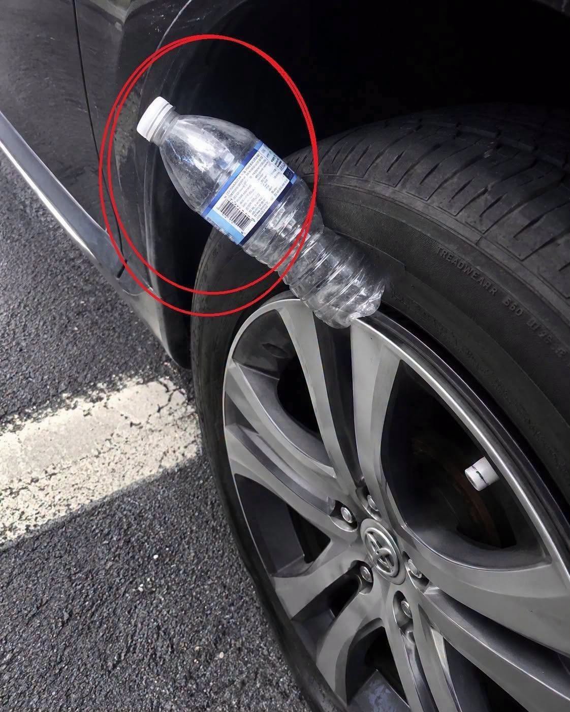 If You See A Plastic Bottle On Your Tire, This is What It Mights Mean