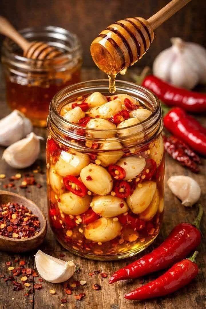 Sweet Heat Honey Pickled Garlic!No refined sugar
