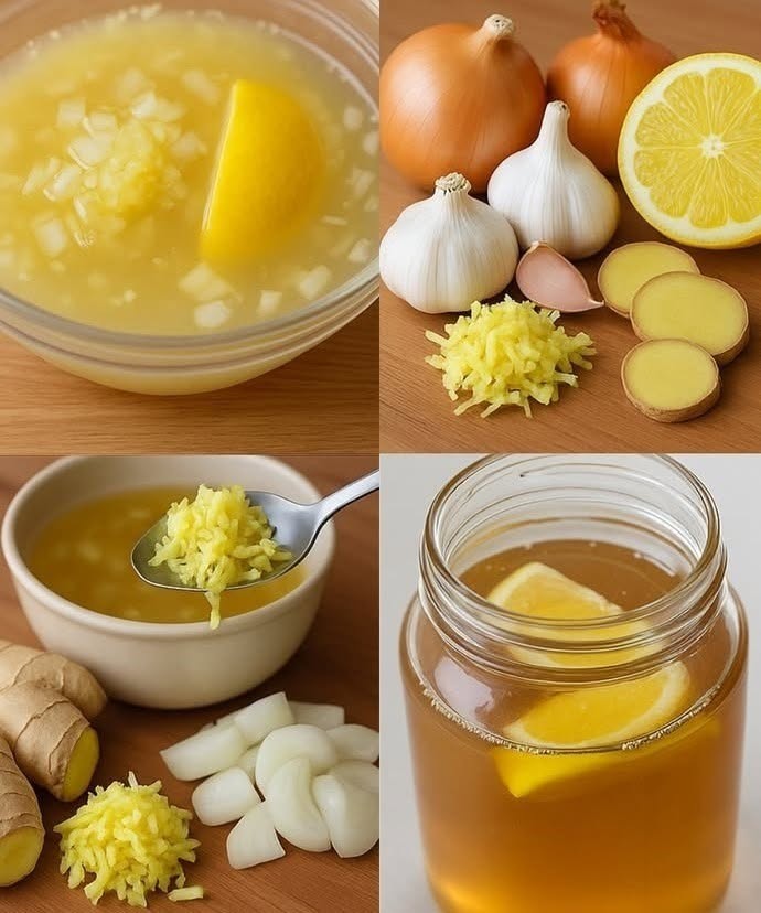 Mix Together Ginger, Onion, Garlic, Lemon Juice, and Honey