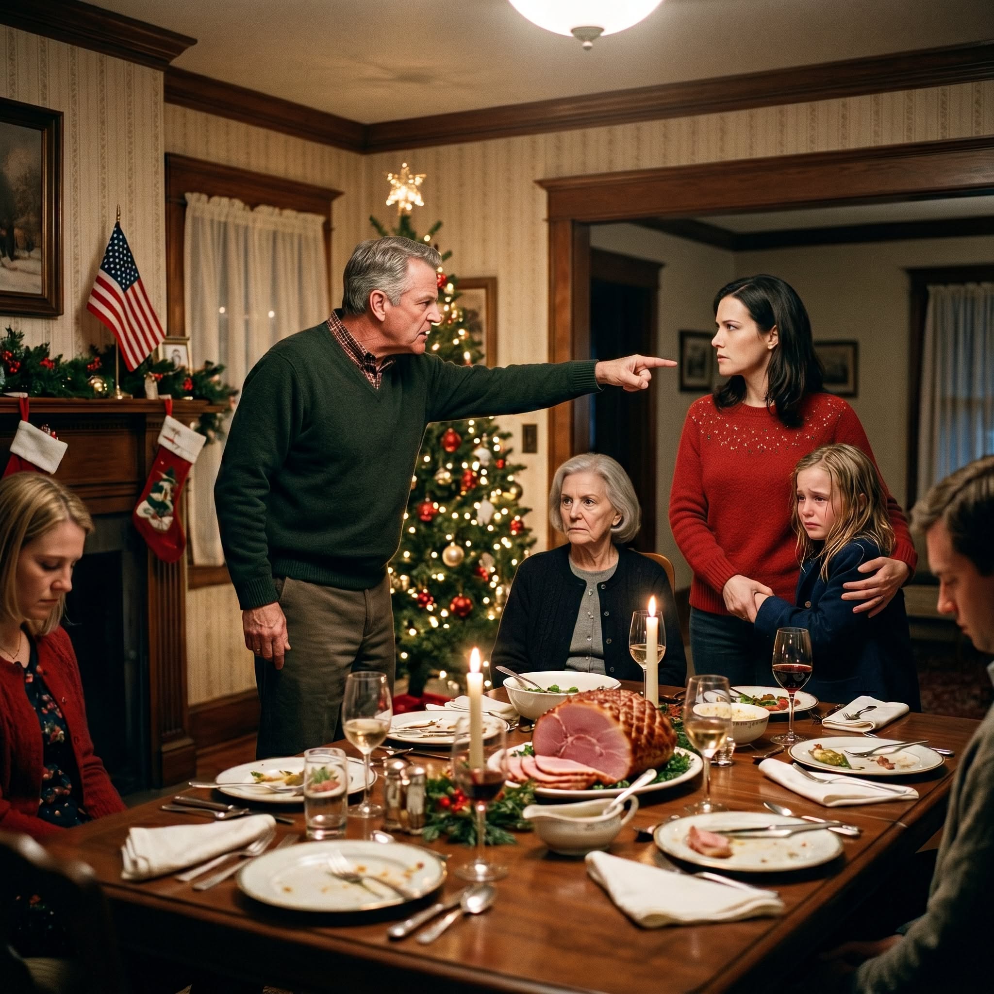 At Christmas, my dad barked at me and my 7-year-old, "You're both grounded!" Then he told us to eat alone in an empty room.