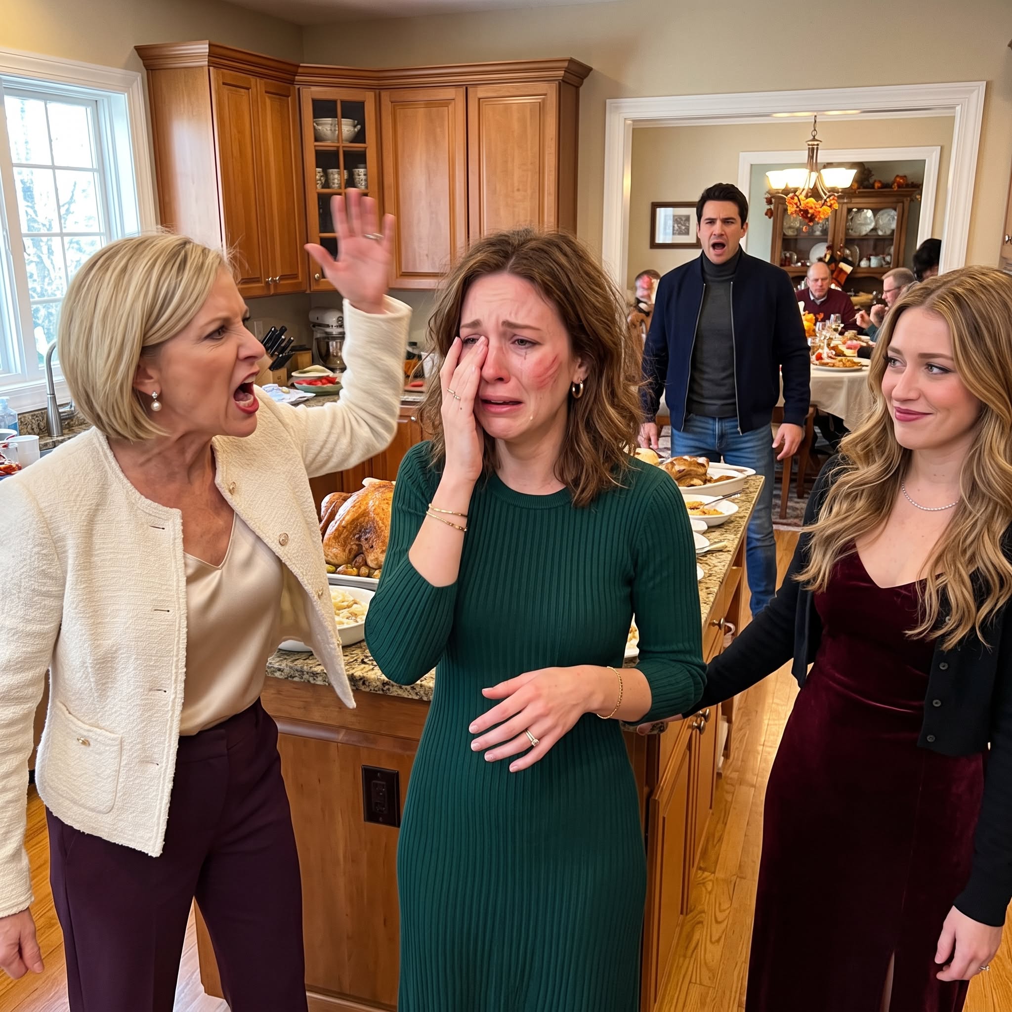 "My mom slapped me at Thanksgiving dinner because I refused to end my engagement so my sister could have my fiancé." - Full Story