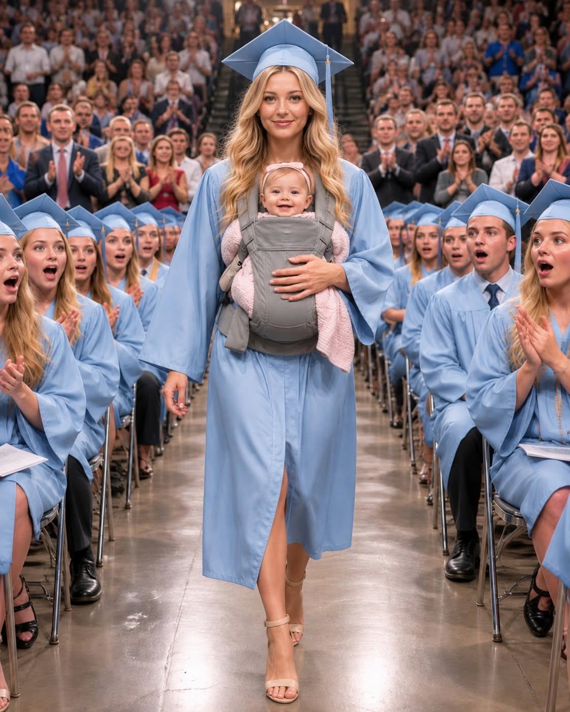 They Started Laughing The Moment My Daughter Walked Onto The Graduation Stage With A Newborn In Her Arms.