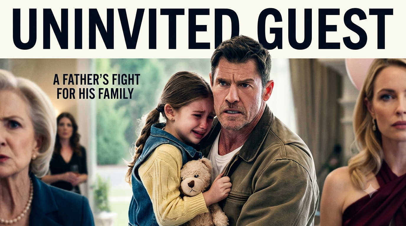 "A Young Girl Held Her Teddy Bear Close As Her Father Carried Her Into A Decorated Living Room.