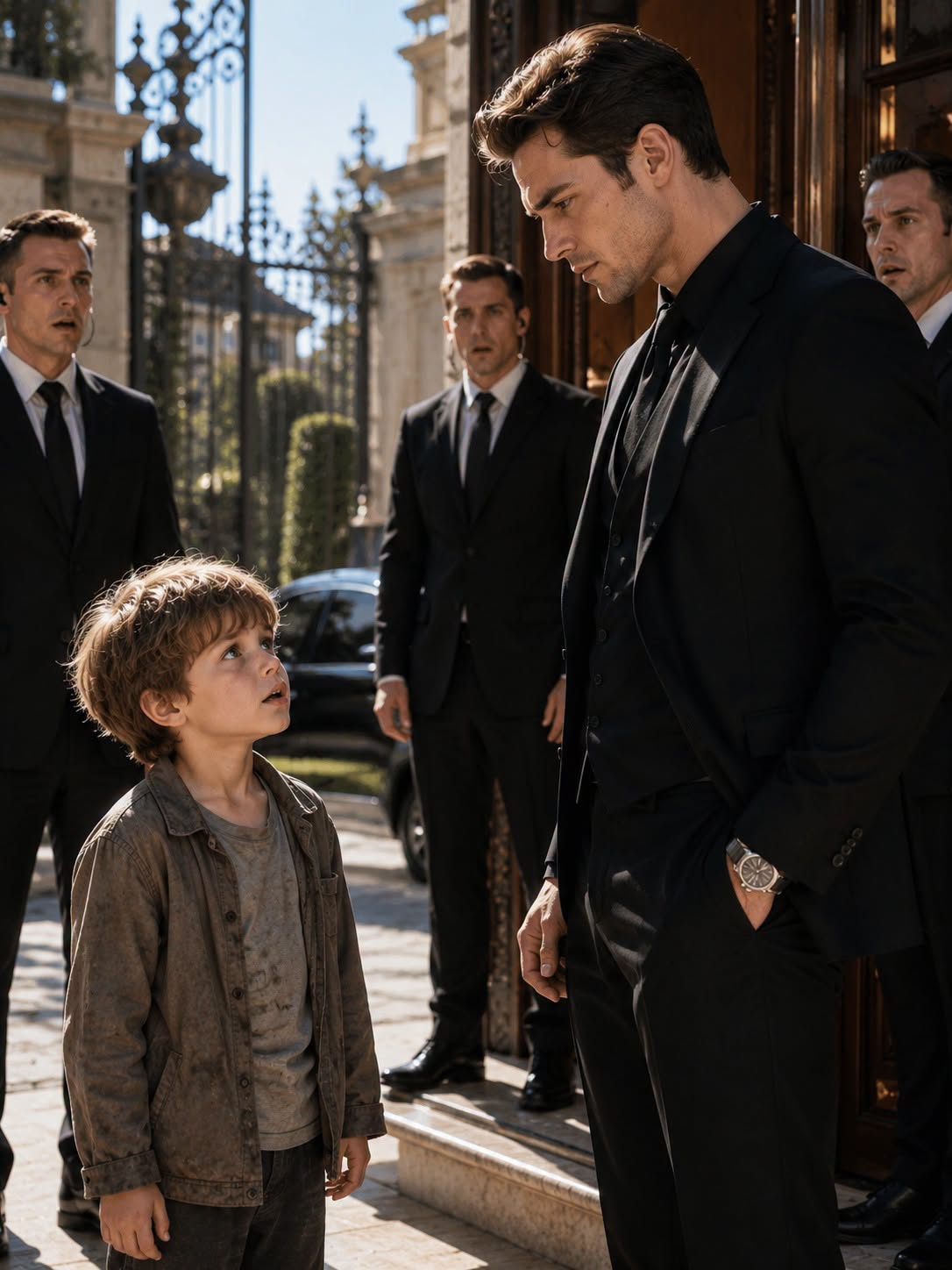 "The Orphan Knocked on the Mafia Boss's Door—His First Words Left Every Guard Frozen in Shock