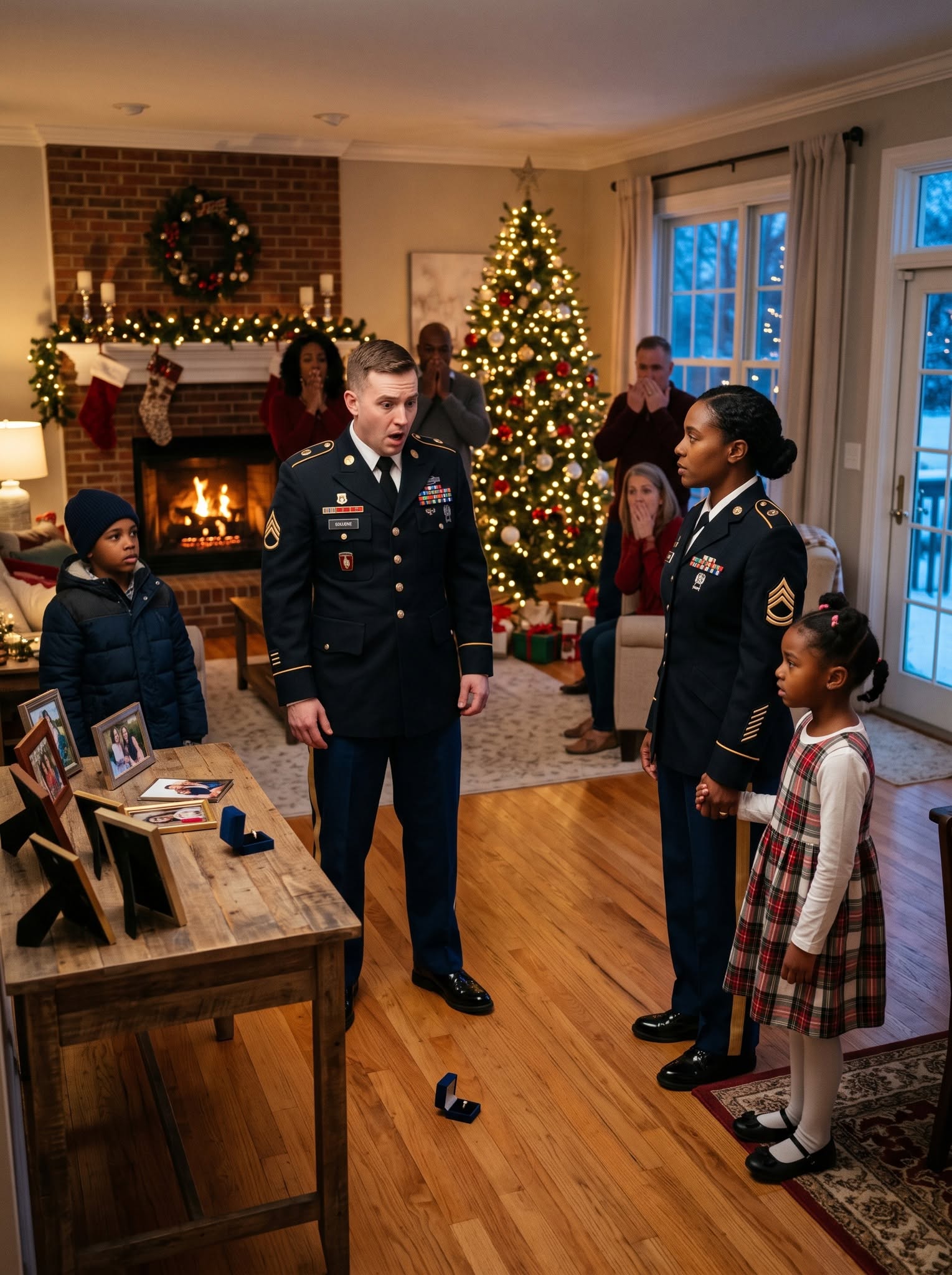 "I walked into my ex-husband’s Christmas dinner expecting pity — instead, I entered with the four children he refused to believe existed, and one question from my son unraveled everything.