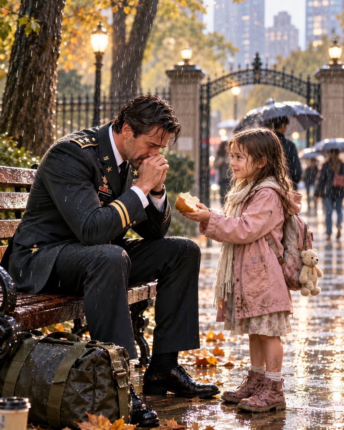 A homeless seven-year-old girl found me crying alone in the freezing Chicago rain and offered me the last piece of bread she had, asking, “Mister, are you crying because you’re hungry too?”