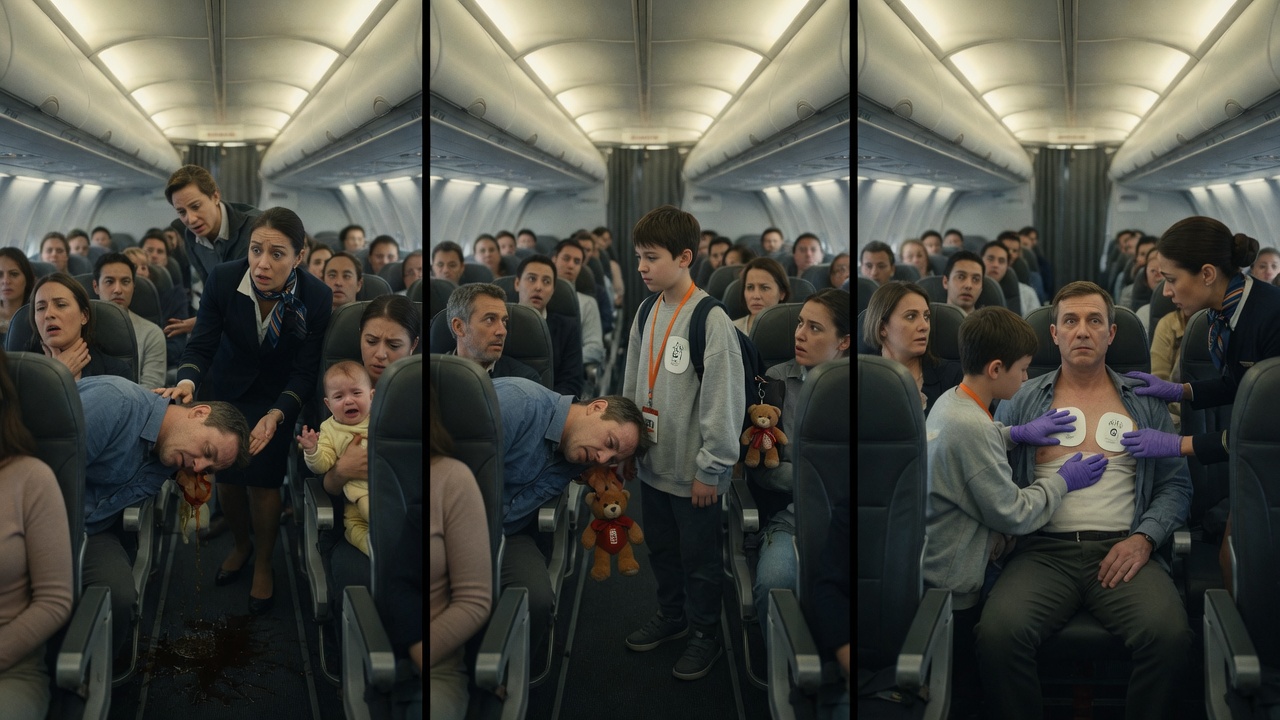The Doctor Refused To Stand Up During The In-Flight Emergency, Unaware Of The Boy Sitting In Row 32.