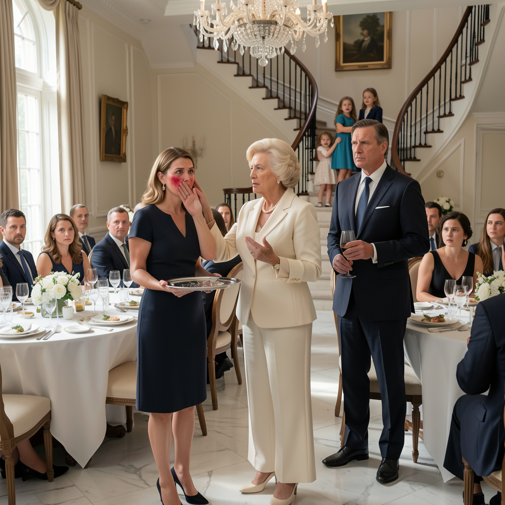 MY MOTHER-IN-LAW SLAPPED ME AT HER CHARITY LUNCHEON—THEN HER BILLIONAIRE DONOR LOOKED AT MY YOUNGEST DAUGHTER AND WENT PALE