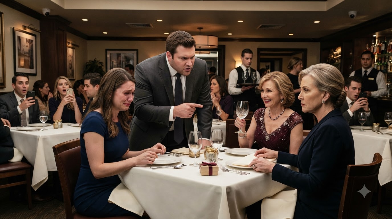 My son-in-law leaned across the anniversary table, pointed at my daughter, and ordered her to lower her head.