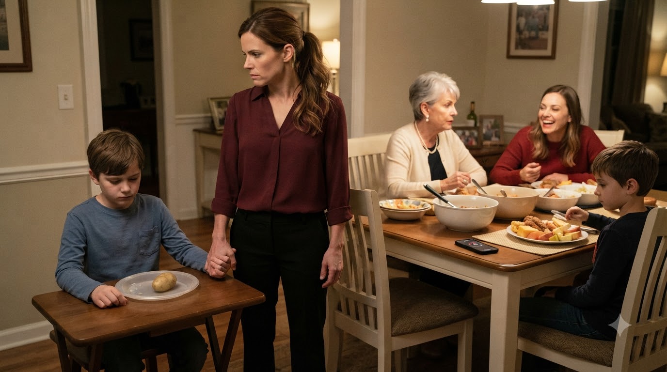My mother-in-law made my seven-year-old son eat alone while everyone else had a full dinner.