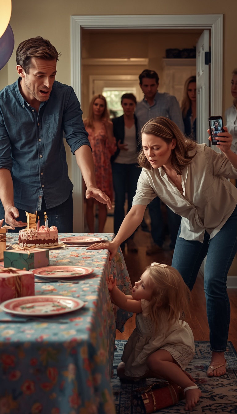 Blake slapped my two-year-old daughter across the face and sent her falling beside the birthday table.