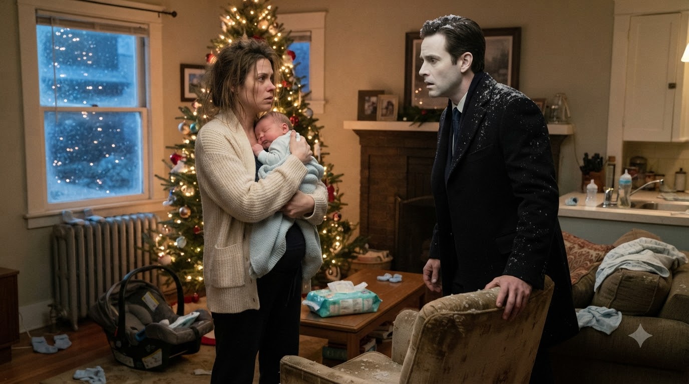 MY BILLIONAIRE EX-HUSBAND CAME TO MY HOUSE ON CHRISTMAS EVE LOOKING FOR ANOTHER MAN—INSTEAD, HE FOUND HIS NEWBORN SON