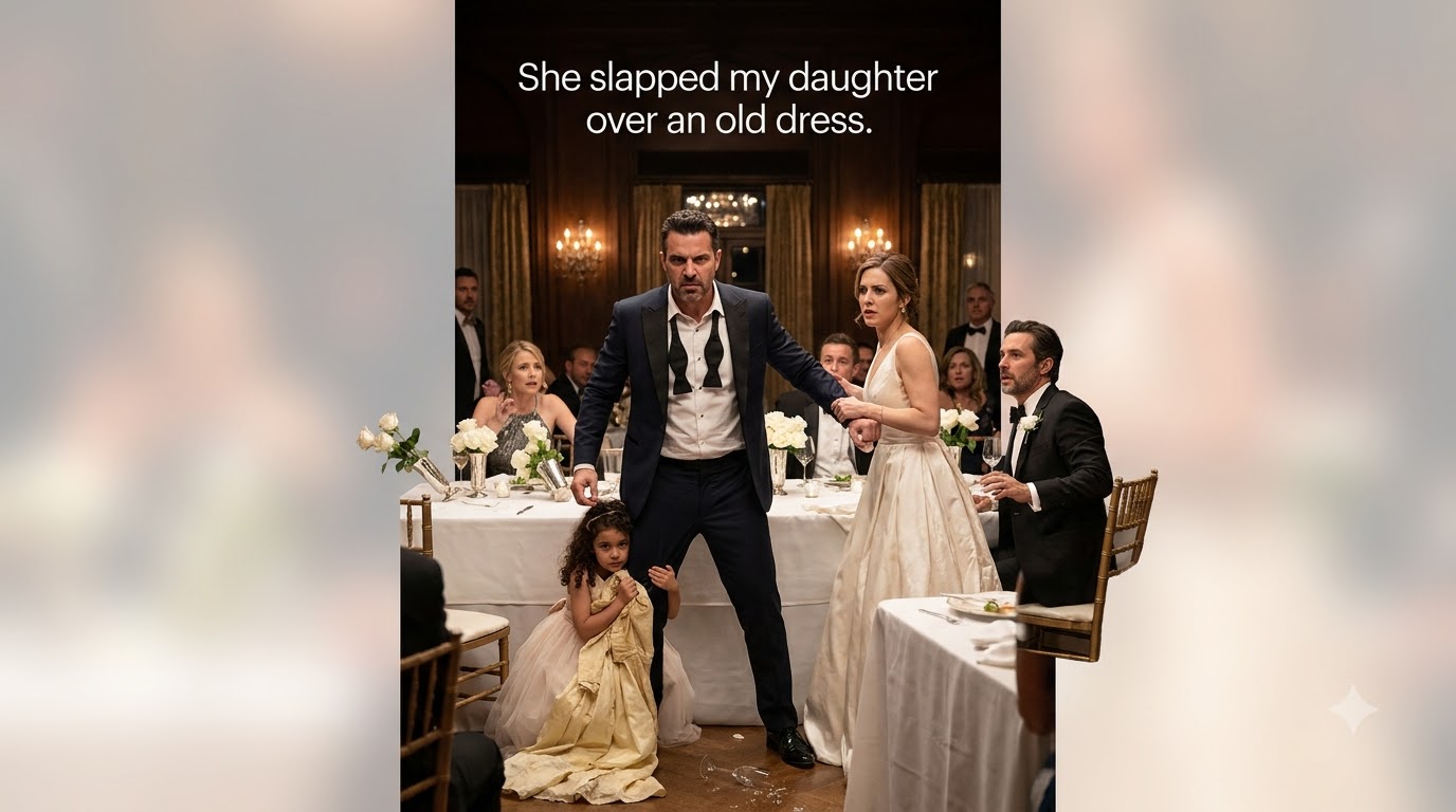At My Sister’s Wedding, She Slapped My Seven-Year-Old Daughter—Then My Dead Wife’s Dress Tore Open