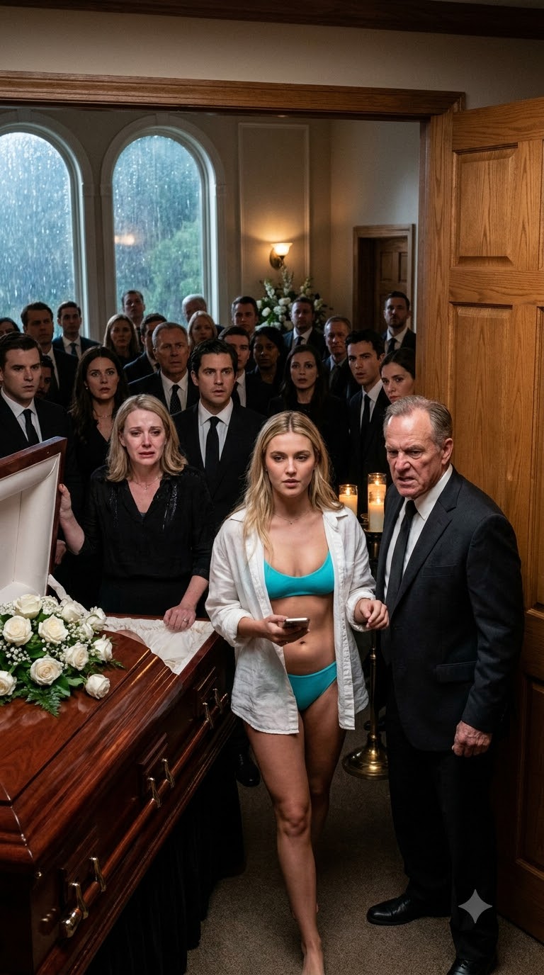 I wore a bikini to a billionaire’s funeral, insulted the grieving mourners and took a smiling selfie beside his corpse.