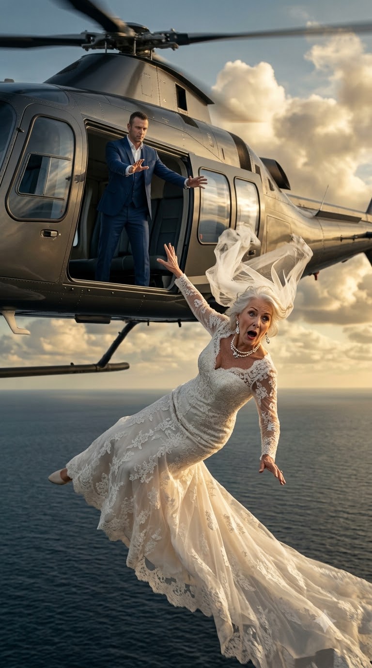 Groom Pushes 65-Year-Old Bride From Helicopter On Their Wedding Day—Believing Her Fortune Was Finally His... He Had No Idea Who Pulled Her From The Ocean