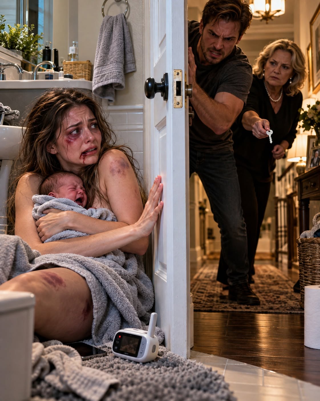 He Yanked Me Off The Toilet And Pinned Me Down While His Mother Stole My Newborn—Until They Heard Police Sirens Echoing Down The Street!