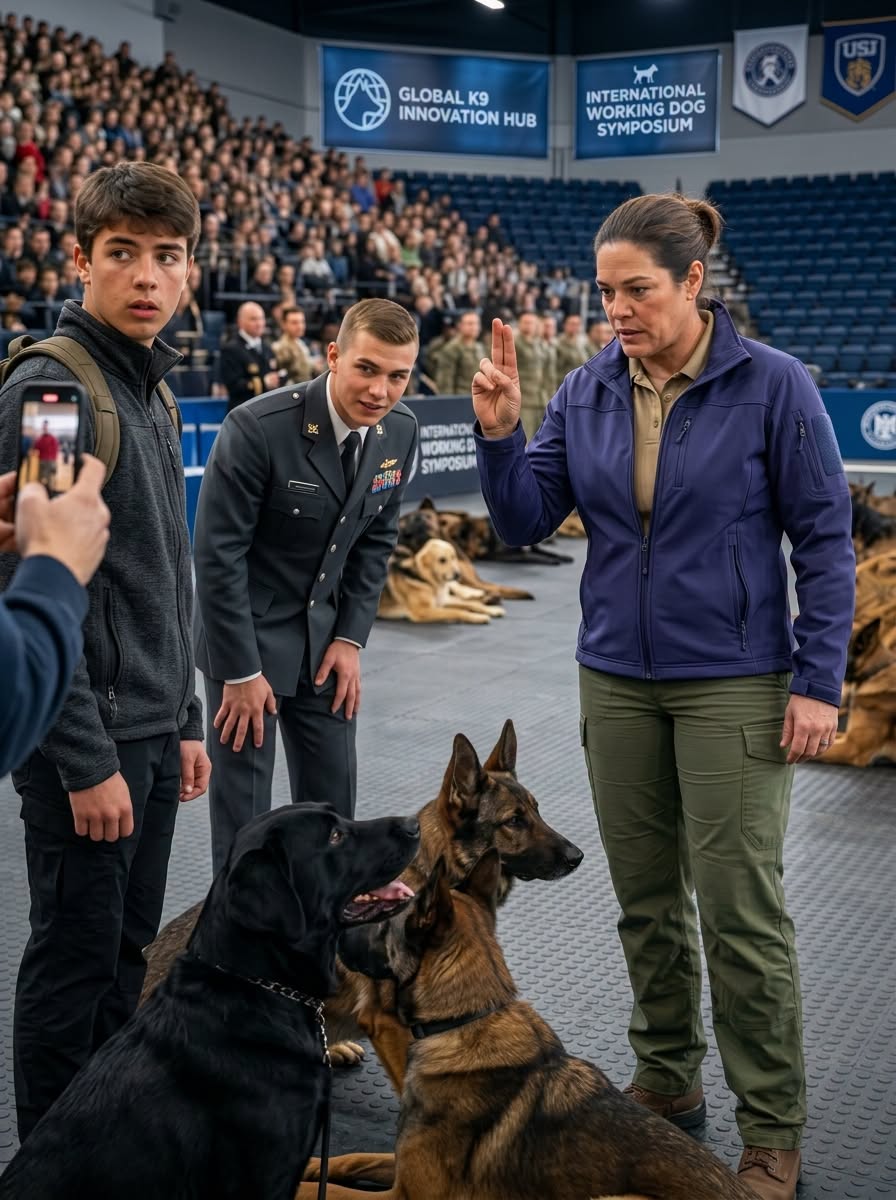 THE NAVY LIEUTENANT LAUGHED AT HER UNTIL 42 MILITARY WORKING DOGS WALKED INTO THE GYM AND DROPPED TO THEIR KNEES!
