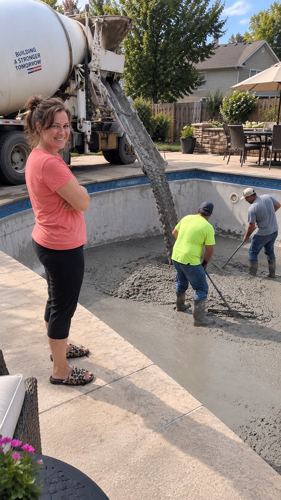 Neighbor Poured a Truckload of Concrete Into My Late Husband’s Pool Because My Kids Were "Too Loud"—So I Hired a Crew at 2 AM and Destroyed Her Prized Possession, Triggering the Ultimate Backyard War