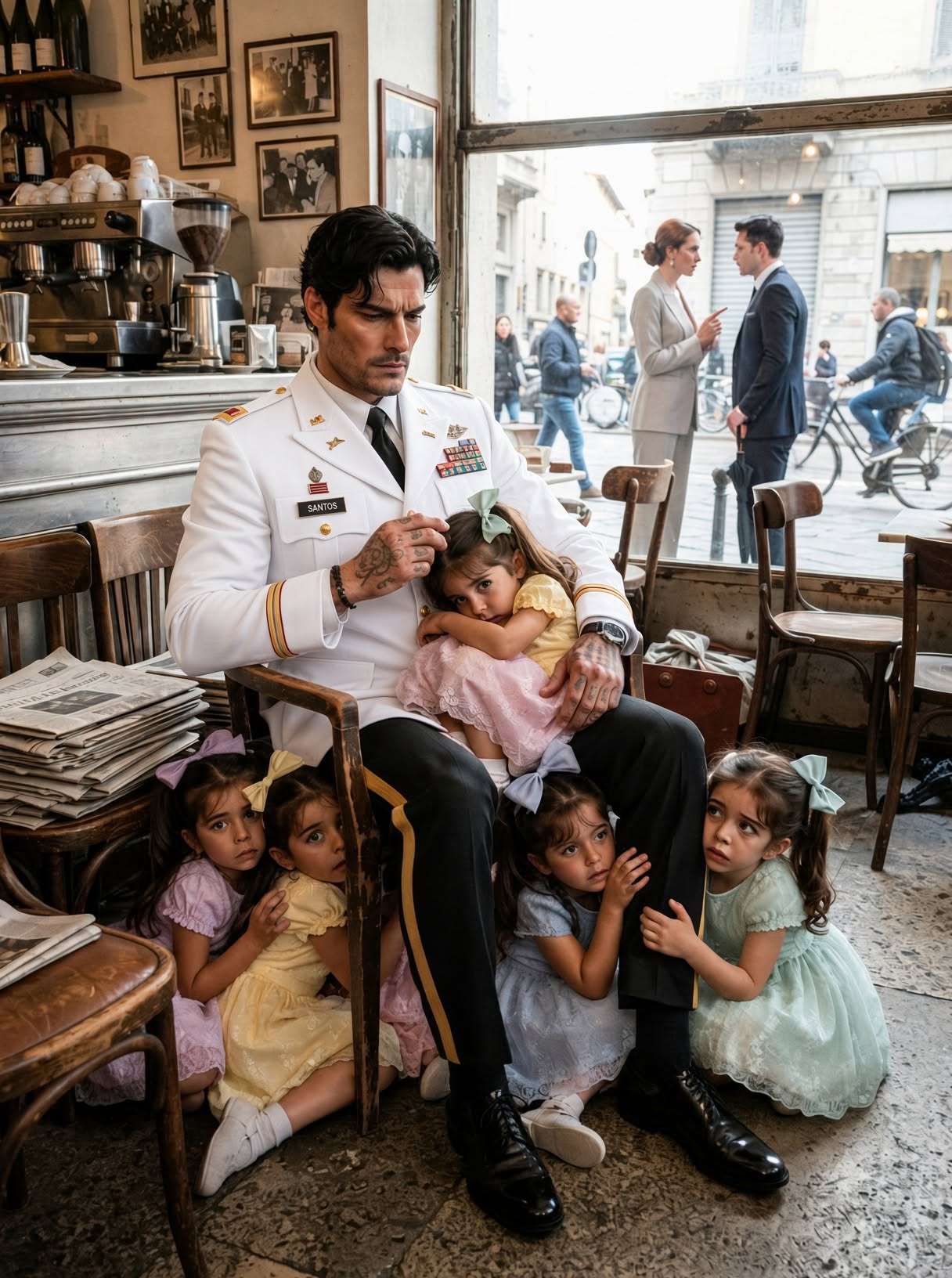 FOUR LITTLE GIRLS HID UNDER A CAFÉ TABLE AND ASKED ME TO PRETEND TO BE THEIR FATHER—THEY HAD NO IDEA I WAS A U.S. ARMY COLONEL, AND THE MAN HARASSING THEM JUST SIGNED HIS OWN DESTRUCTION!