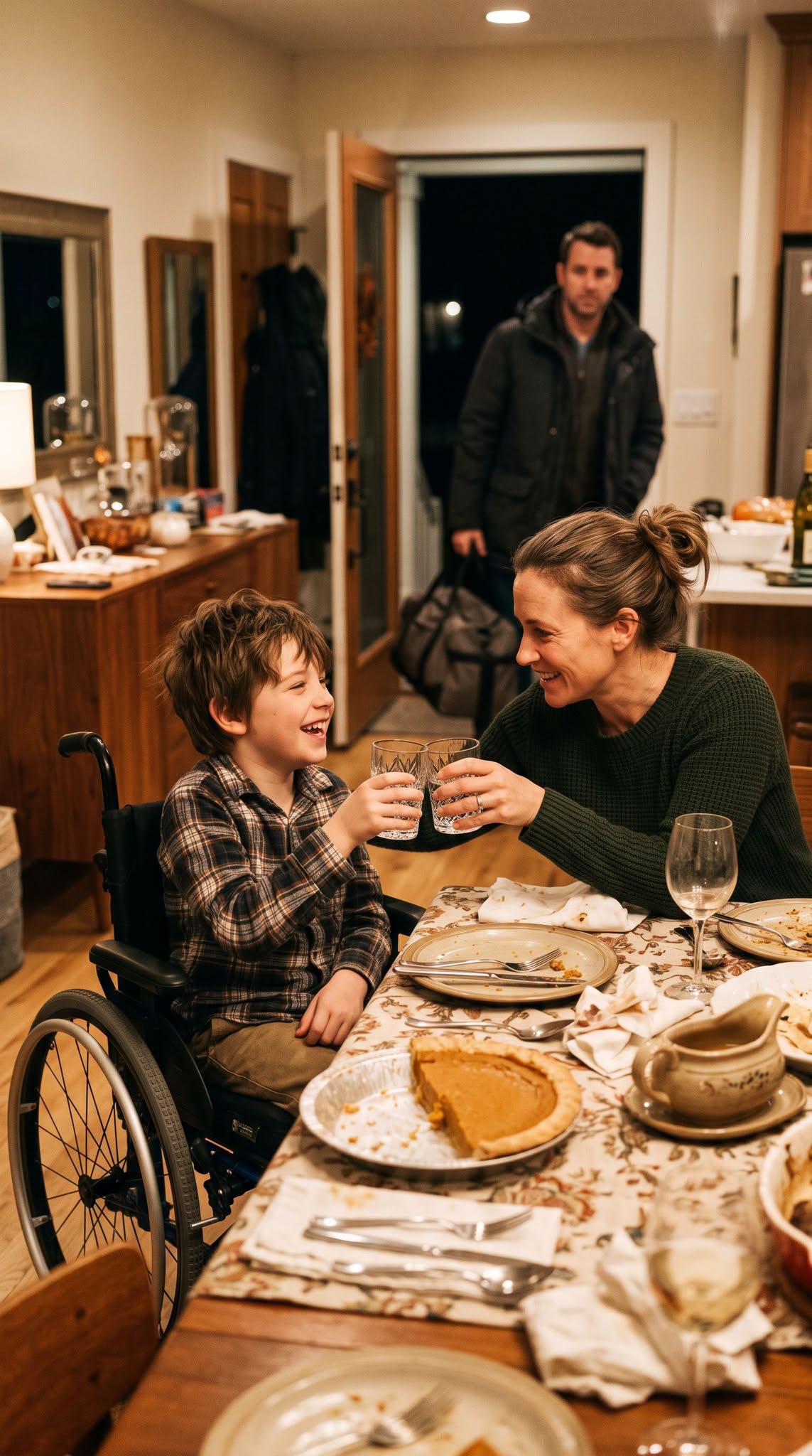 HUSBAND TELLS DISABLED SON TO EAT IN THE KITCHEN AT THANKSGIVING TO PROTECT HIS INHERITANCE—SO I SERVE HIM DIVORCE PAPERS AND KICK HIM OUT INTO THE FREEZING NIGHT!