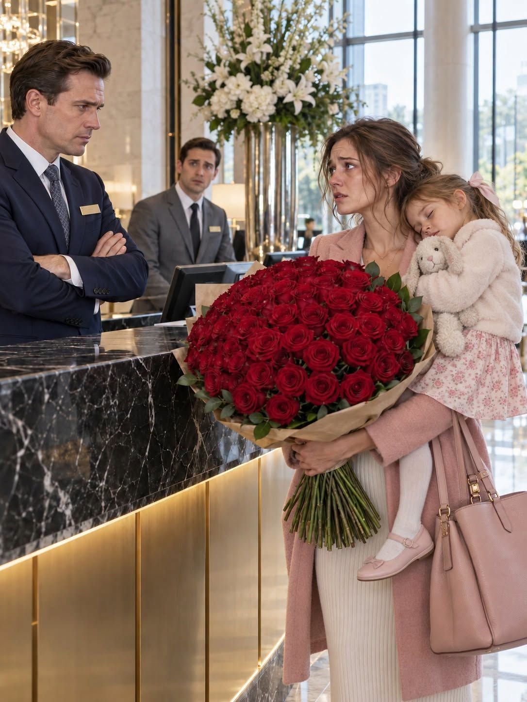 SHE WAS TURNED AWAY BY HER OWN HOTEL STAFF WHILE HOLDING HER SLEEPING CHILD—BUT WHEN THEY REALIZED WHO SHE REALLY WAS, IT WAS FAR TOO LATE TO SAVE THEIR CAREERS