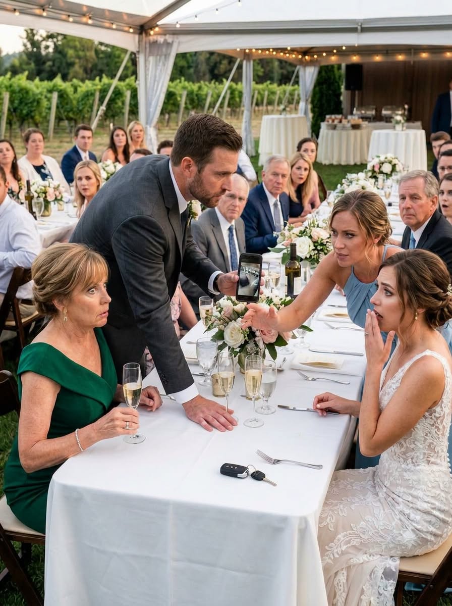 At My Wedding Reception, My Mother Smiled and Announced She Was Giving My In-Laws' Gift Car to My Sister—Then My Groom Stood Up, Placed His Phone on the Table, and Exposed a Horrifying Scheme That Left Everyone Speechless!"
