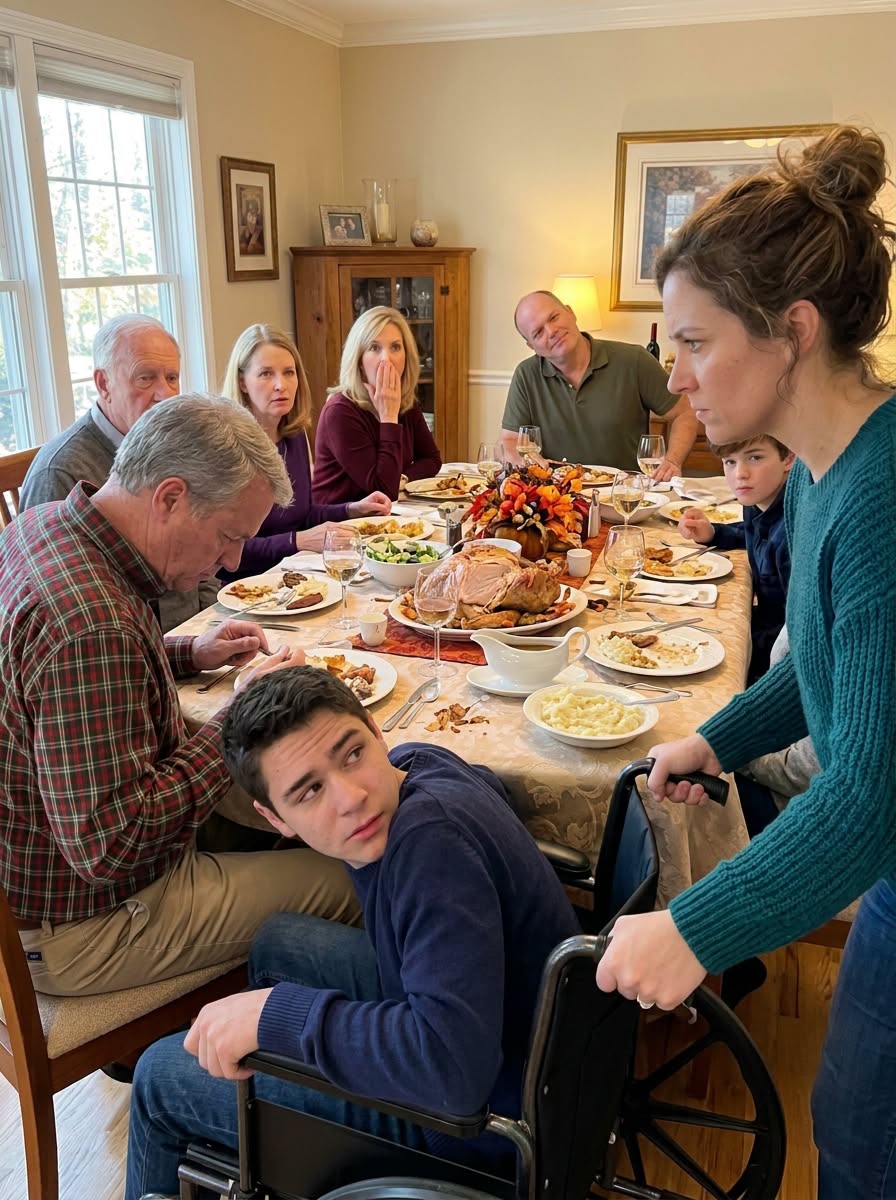 THE THANKSGIVING BETRAYAL: My Father-in-Law Told My Disabled Son to Eat in the Kitchen and My Husband Passed the Gravy—So When They Showed Up at My Doorstep, I Made Them Pay Everything