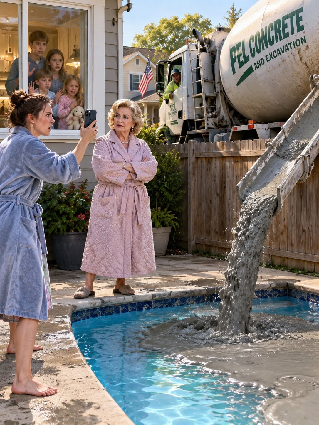 THE ULTIMATE COMEUPPANCE: WHEN MY SNOBBY NEIGHBOR POURED CONCRETE INTO MY LATE HUSBAND'S SWIMMING POOL, SHE DIDN'T REALIZE HER HUSBAND'S COMPANY WAS ABOUT TO DESTROY HER ENTIRE LIFE