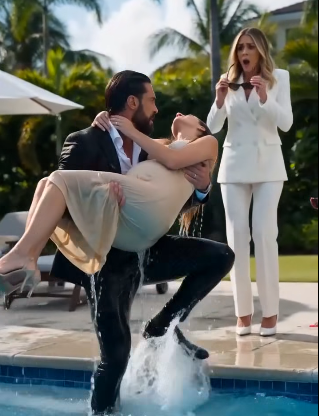 SHE THREW A PREGNANT WOMAN INTO THE POOL… THEN HER HUSBAND ARRIVED WITH FLOWERS AND DESTROYED HER ENTIRE WORLD