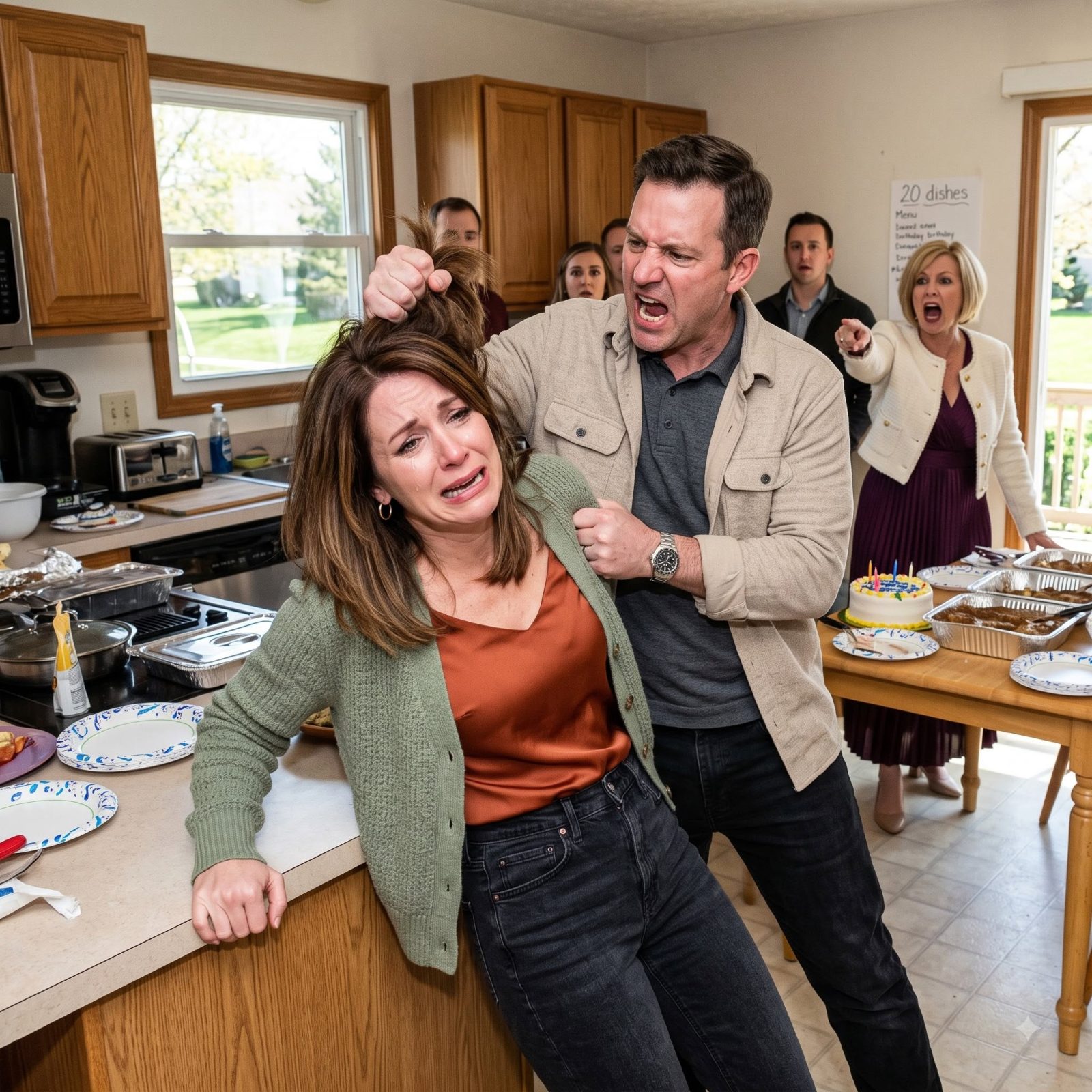 For Her 55th Birthday, She Demanded 20 Dishes. I Said It Was Impossible. My Husband Grabbed My Hair and Snapped