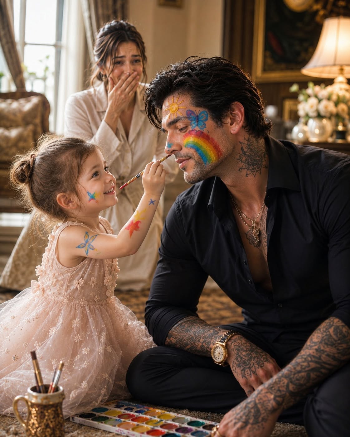 A three-year-old housekeeper’s daughter painted all over my face while I pretended to sleep