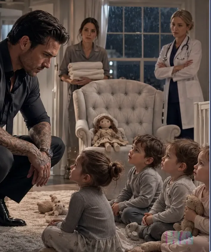 The moment all three children stopped crying at exactly the same time, Adrien Moretti forgot how to breathe.