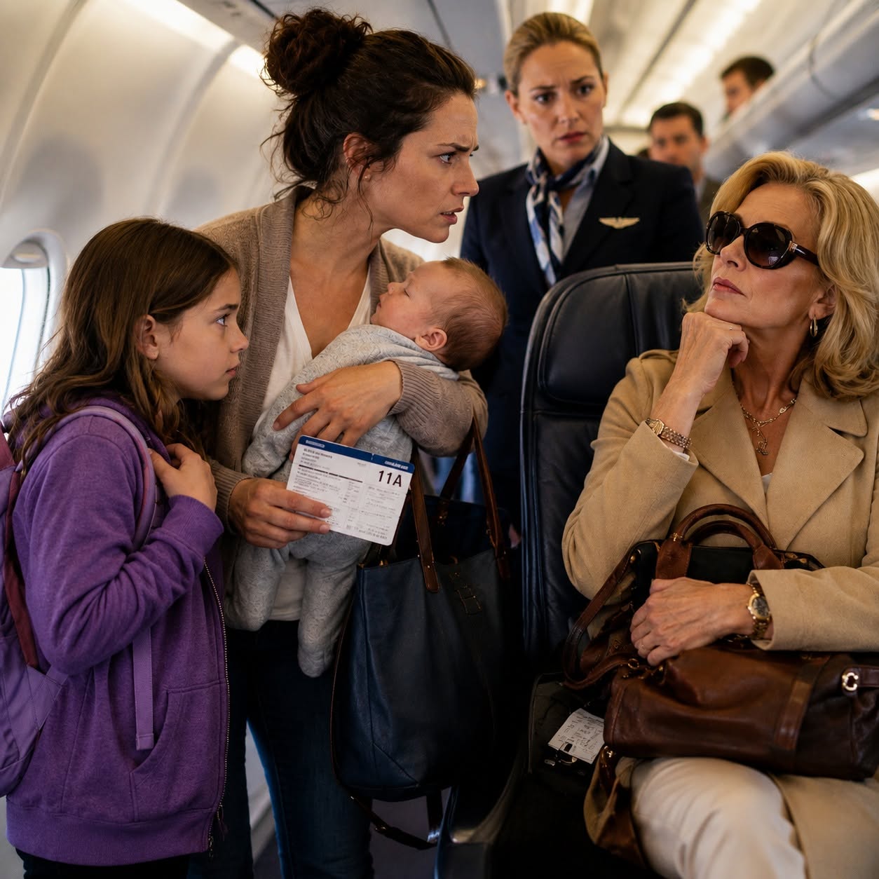 I paid extra so my ten-year-old daughter could sit beside me and her six-week-old brother—but a stranger stole my seat and refused to move.
