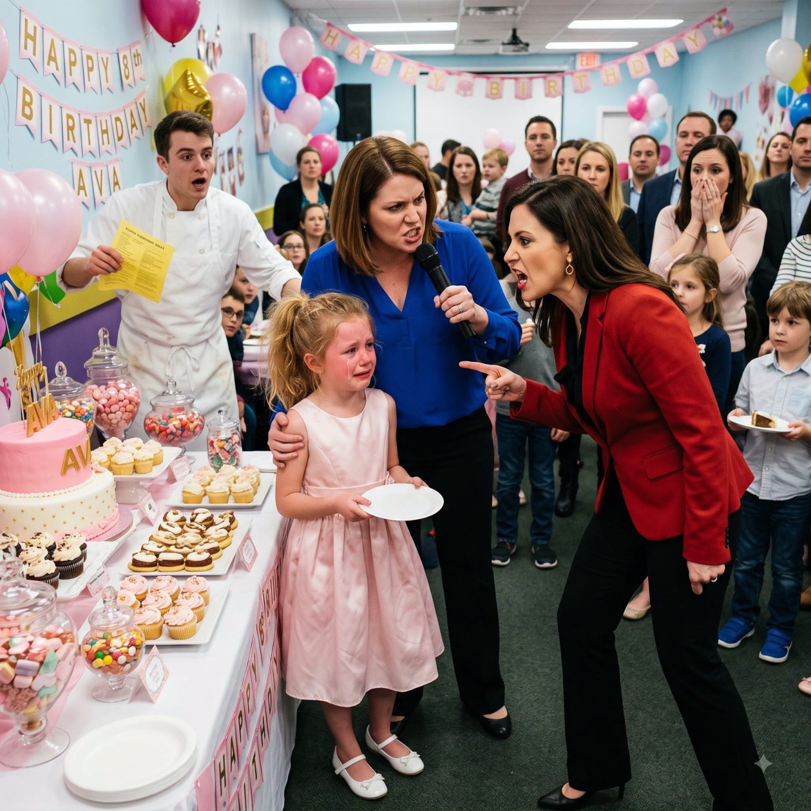 At my 8-year-old’s $2,500 birthday party, my sister-in-law told her, “YOU CAN’T EAT ANY OF THE FOOD. Ask your mom for a plate.” While every other child enjoyed a huge menu of cakes and sweets, my daughter was excluded. I didn’t shout. I stood up and announced THIS. The entire room went dead silent...“Don’t touch that, Ava!” Melissa’s shout cut through the music, freezing twenty children with forks in their hands.